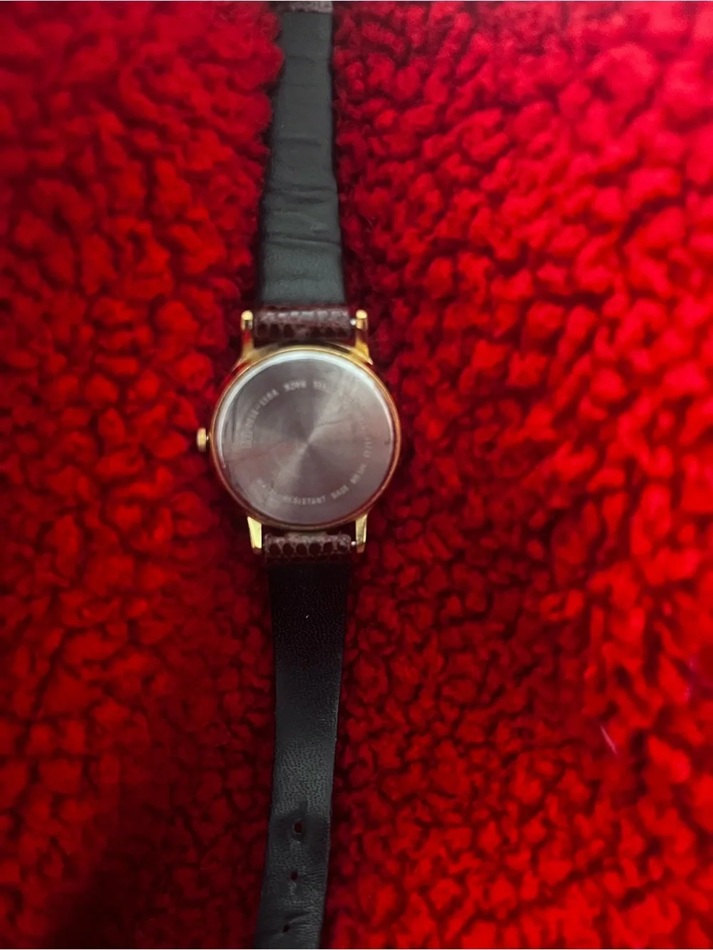 Women’s Gold-Tone Watch with Brown Leather Strap